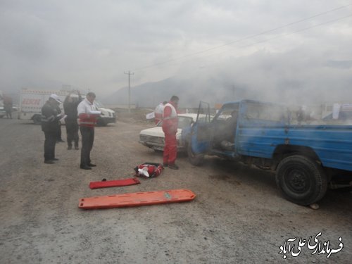 برگزاری مانورامداد ونجات،حواث ترافیکی وجاده ای باحضورفرماندارعلی آباد کتول