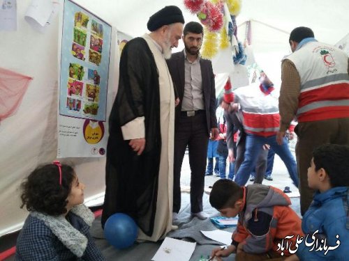بازدید آیت الله شاهرودی ازکمپ هلال احمر