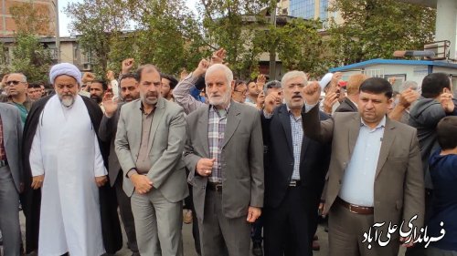 مردم غیور علی آباد کتول بعد از برگزاری نماز جمعه در یک راهپیمایی حادثه تروریستی شاهچراغ را محکوم کردند.