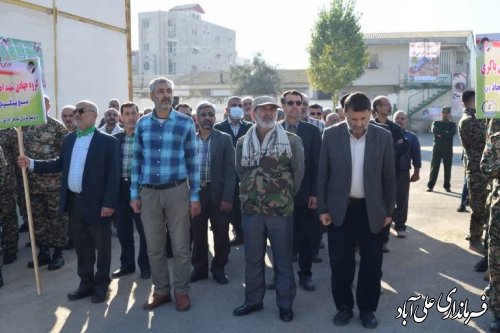 برگزاری صبحگاه مشترک به مناسبت گرامیداشت و آغاز هفته بسیج در علی آباد کتول