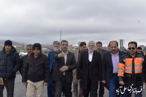 استاندار از پل روگذر تقاطع غیر هم سطح ضلع غربی علی آبادکتول بازدید کرد