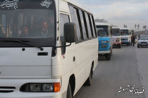 اعزام کاروانهای مردمی شهرستان آزادشهر به ورزشگاه آزادی برای استقبال از رئیس جمهور