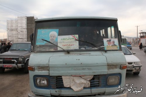 اعزام کاروانهای مردمی شهرستان آزادشهر به ورزشگاه آزادی برای استقبال از رئیس جمهور