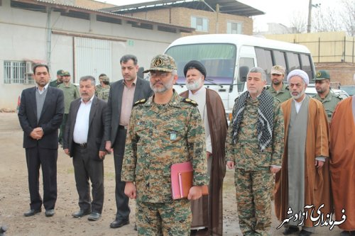 حضور فرماندار آزادشهر در صبحگاه مشترک رزمایش فجر انقلاب