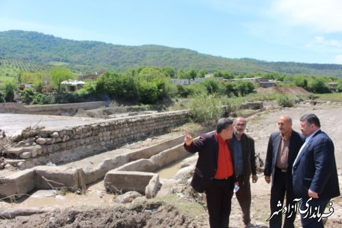 بازدید فرماندار شهرستان آزادشهر از سد کوچک انحرافی رودخانه نوده