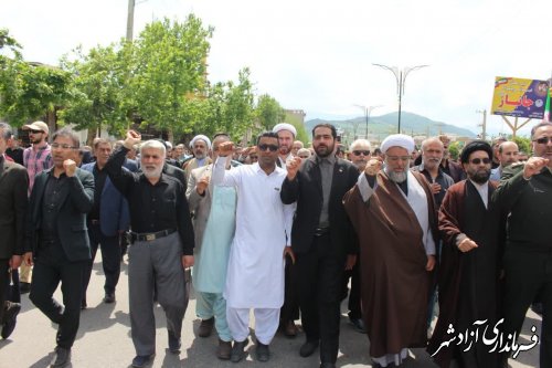 درپی حضور با شکوه مردم شهرستان آزادشهر در راهپیمایی روز قدس