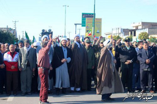 راهپیمایی باشکوه مردم ولایتمدار شهرستان آزادشهر در حمایت از فرمایشات مقام معظم رهبری