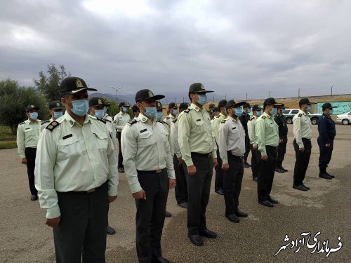 صبحگاه مشترک نیروهای نظامی و انتظامی شهرستان آزادشهر برگزار شد
