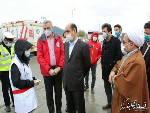 بازدید استاندار گلستان از پایگاه غربالگری و تب سنجی در خروجی غرب گلستان