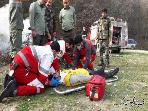 مانور اطفای حریق جنگلها در روستای استون آباد برگزار شد