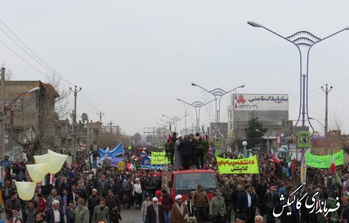 راهپیمایی ۲۲بهمن باشکوه‌تر از سالهای گذشته در گالیکش برگزار شد