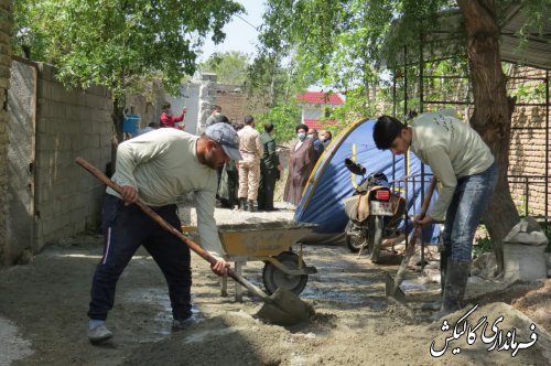 بازدید فرماندار و اعضای قرارگاه محرومیت‌زدایی شهرستان گالیکش از پروژه احداث کانال بتنی در محله اوغان