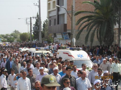 مراسم استقبال و تشییع جان باختگان حادثه منا شهرستان های گمیشان وترکمن برگزار شد