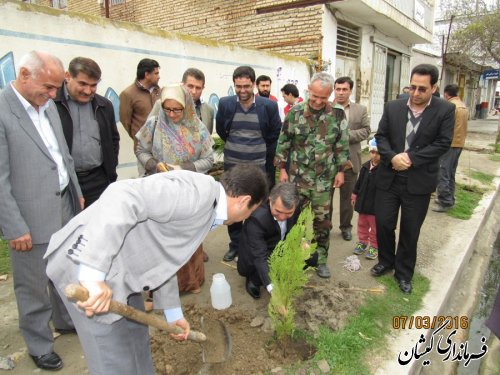 غرس نهال توسط اعضای شورای اداری شهرستان گمیشان