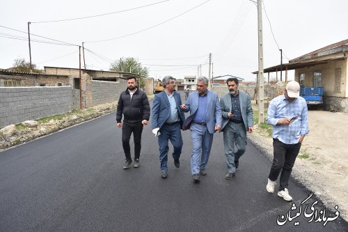 بازدید فرماندار گمیشان از پروژه اجرای آسفالت معابر روستای صفاایشان