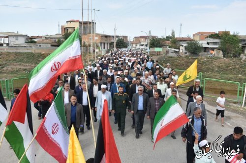 راهپیمایی حمایت از مردم فلسطین در شهرستان گمیشان برگزار شد